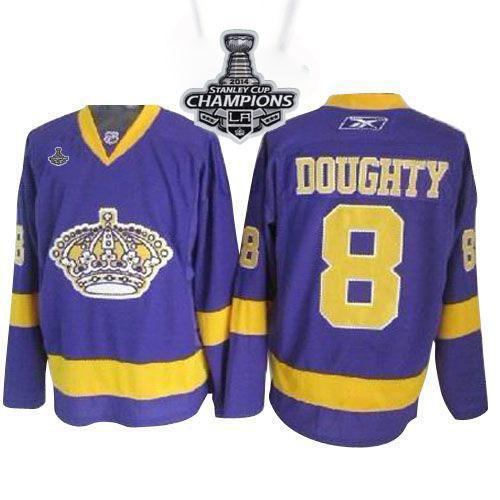 Kings #8 Drew Doughty Purple 2014 Stanley Cup Champions Stitched NHL Jersey