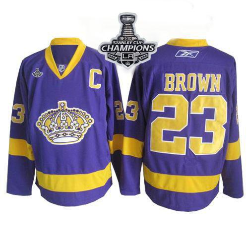 Kings #23 Dustin Brown Purple 2014 Stanley Cup Champions Stitched NHL Jersey