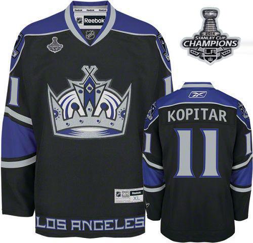 Kings #11 Anze Kopitar Black Third 2014 Stanley Cup Champions Stitched NHL Jersey