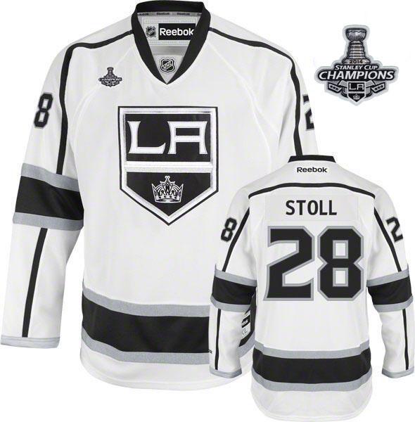 Kings #28 Jarret Stoll White Road 2014 Stanley Cup Champions Stitched NHL Jersey