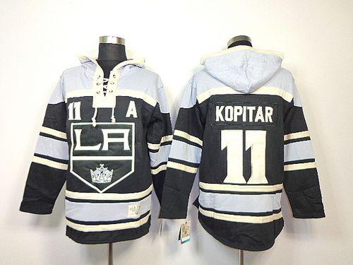 Kings #11 Anze Kopitar Black Sawyer Hooded Sweatshirt Stitched NHL Jersey