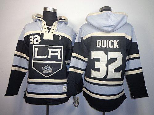 Kings #32 Jonathan Quick Black Sawyer Hooded Sweatshirt Stitched NHL Jersey