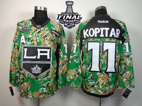 Kings #11 Anze Kopitar Camo Veterans Day Practice 2014 Stanley Cup Finals Stitched NHL Jersey