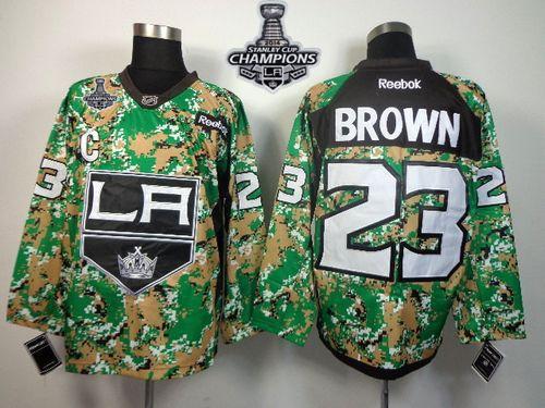 Kings #23 Dustin Brown Camo Veterans Day Practice 2014 Stanley Cup Champions Stitched NHL Jersey