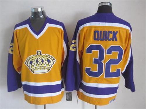 Kings #32 Jonathan Quick Yellow CCM Stitched NHL Jersey