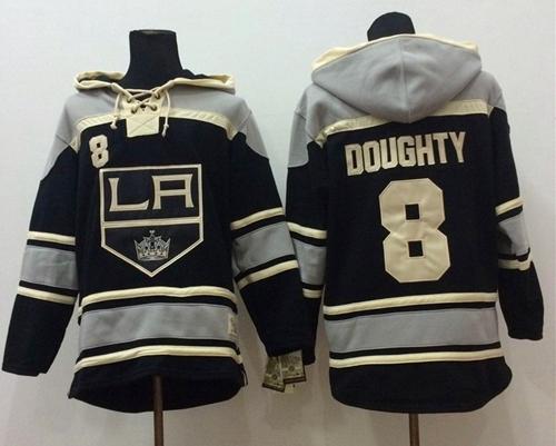 Kings #8 Drew Doughty Black Sawyer Hooded Sweatshirt Stitched NHL Jersey
