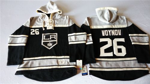 Kings #26 Slava Voynov Black Sawyer Hooded Sweatshirt Stitched NHL Jersey