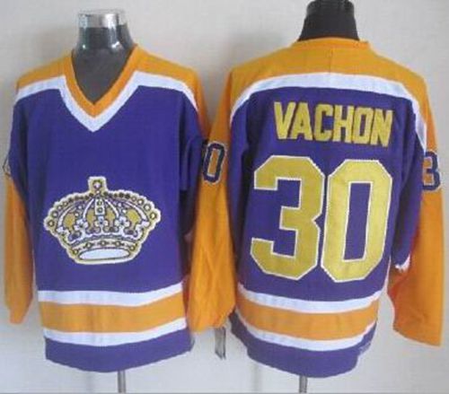 Kings #30 Rogie Vachon Purple CCM Throwback Stitched NHL Jersey