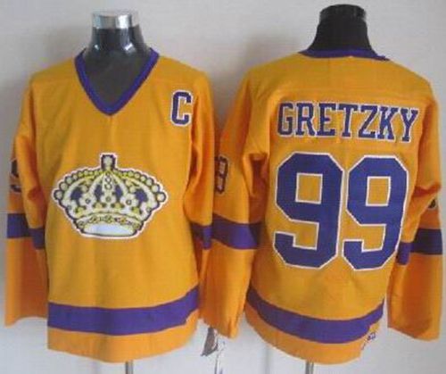 Kings #99 Wayne Gretzky Yellow CCM Throwback Stitched NHL Jersey
