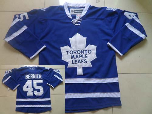 Maple Leafs #45 Jonathan Bernier Blue Home Stitched NHL Jersey