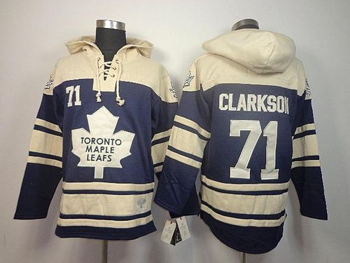 محابس خطوبة Old Time Hockey Toronto Maple Leafs #71 David Clarkson Navy Blue Hoodie مرايا طويله