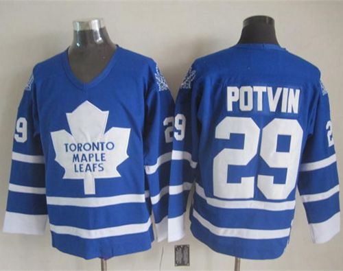 Maple Leafs #29 Felix Potvin Blue CCM Throwback Stitched NHL Jersey