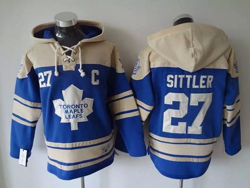 Maple Leafs #27 Darryl Sittler Blue Sawyer Hooded Sweatshirt Stitched NHL Jersey