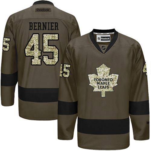 Maple Leafs #45 Jonathan Bernier Green Salute to Service Stitched NHL Jersey