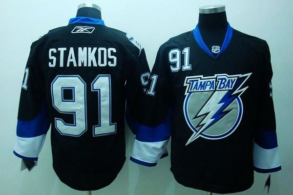 Lightning #91 Steven Stamkos Stitched Black NHL Jersey