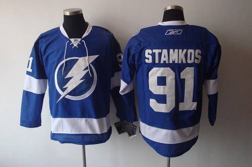 Lightning #91 Steven Stamkos Stitched Blue NHL Jersey