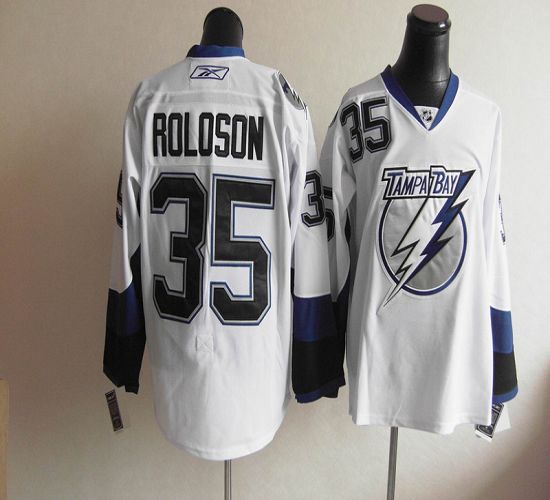 Lightning #35 Dwayne Roloson White Stitched NHL Jersey