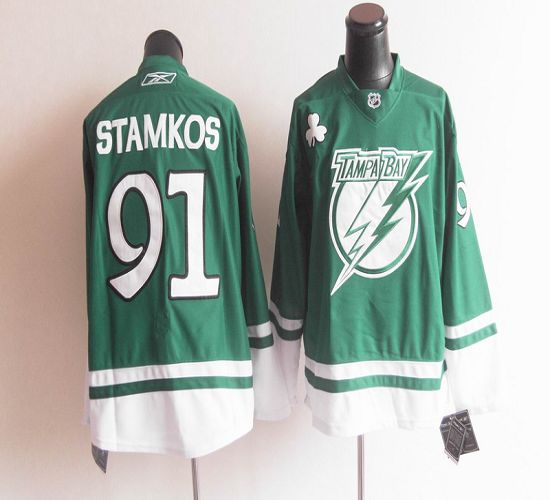 Lightning St Patty's Day #91 Steven Stamkos Green Stitched NHL Jersey