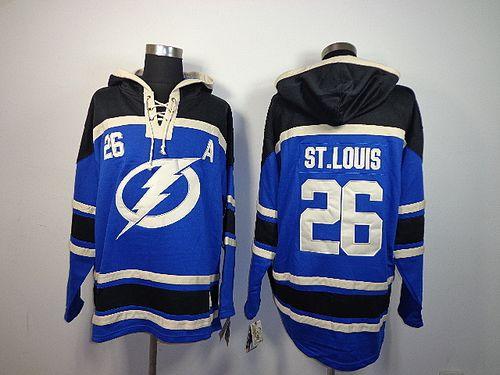 Lightning #26 Martin St.Louis Blue Sawyer Hooded Sweatshirt Stitched NHL Jersey