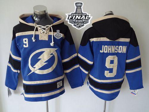 Lightning #9 Tyler Johnson Blue Sawyer Hooded Sweatshirt 2015 Stanley Cup Stitched NHL Jersey