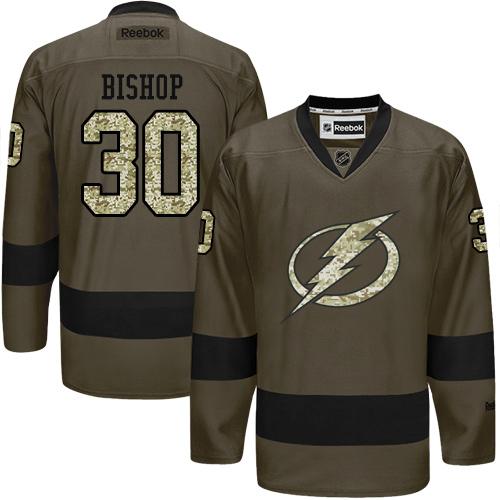 Lightning #30 Ben Bishop Green Salute to Service Stitched NHL Jersey