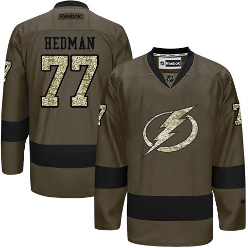 Lightning #77 Victor Hedman Green Salute to Service Stitched NHL Jersey