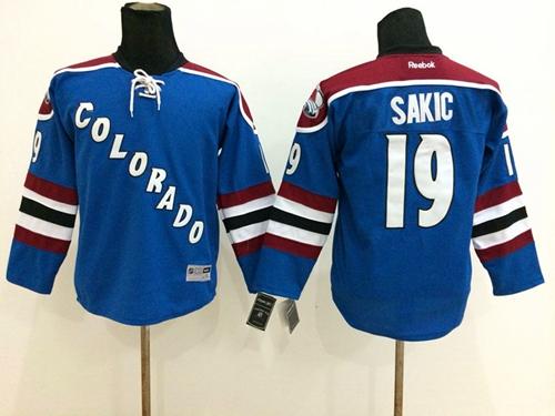 Avalanche #19 Joe Sakic Blue Stitched Youth NHL Jersey
