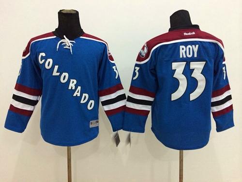 Avalanche #33 Patrick Roy Blue Stitched Youth NHL Jersey