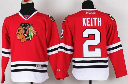 Blackhawks #2 Duncan Keith Red Stitched Youth NHL Jersey