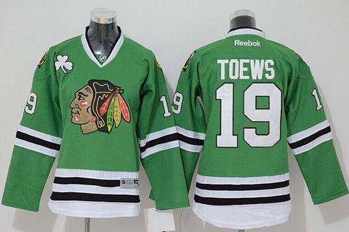 Blackhawks #19 Jonathan Toews Stitched Green youth NHL Jersey
