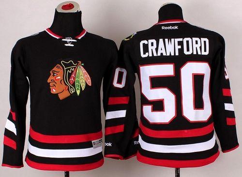 Blackhawks #50 Corey Crawford Black 2014 Stadium Series Stitched Youth NHL Jersey