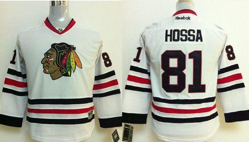 Blackhawks #81 Marian Hossa Stitched White Youth NHL Jersey
