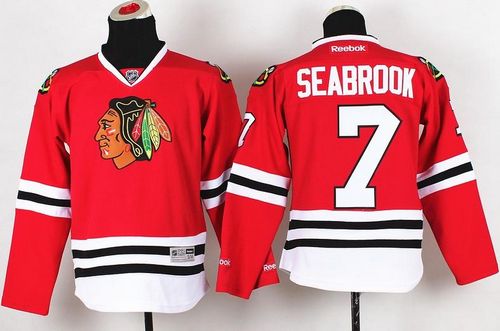 Blackhawks #7 Brent Seabrook Red Stitched Youth NHL Jersey