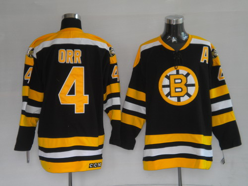Bruins #4 Bobby Orr CCM Black Stitched Youth NHL Jersey