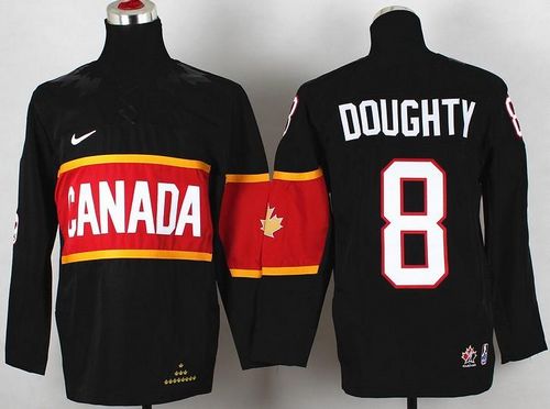 Team Canada 2014 Olympic #8 Drew Doughty Black Stitched Youth NHL Jersey