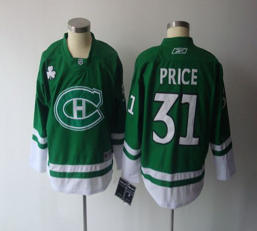 Canadiens #31 Carey Price Green St. Patty's Day Stitched Youth NHL Jersey