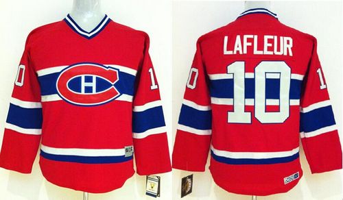 Canadiens #10 Guy Lafleur Red CCM Throwback Stitched Youth NHL Jersey