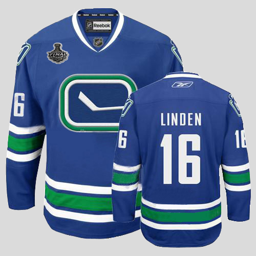 Canucks 2011 Stanley Cup Finals #16 Trevor Linden Blue Third Stitched Youth NHL Jersey