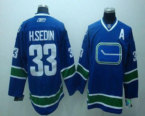 Canucks #33 Henrik Sedin Stitched Blue Third Stitched Youth NHL Jersey