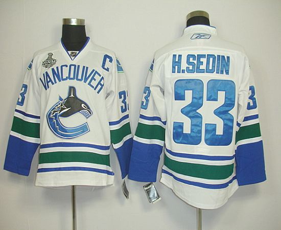 Canucks 2011 Stanley Cup Finals #33 Henrik Sedin Stitched White Stitched Youth NHL Jersey