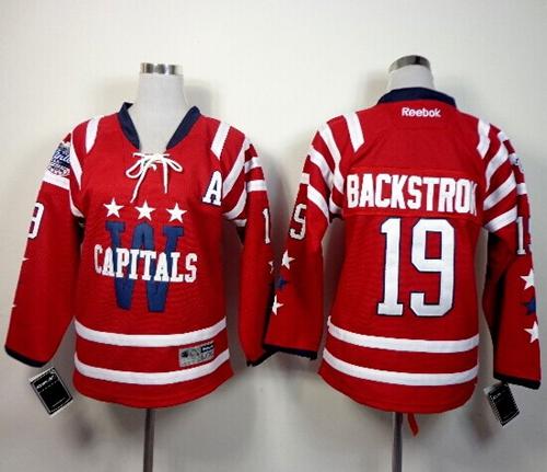 Capitals #19 Nicklas Backstrom 2015 Winter Classic Red Stitched Youth NHL Jersey