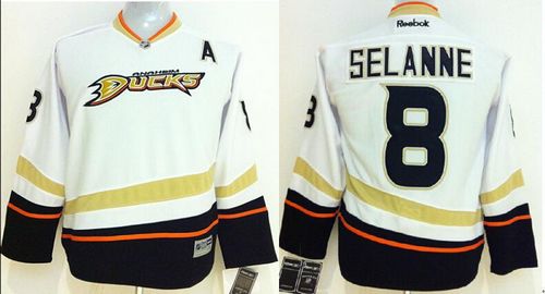 Ducks #8 Teemu Selanne White Youth Stitched NHL Jersey