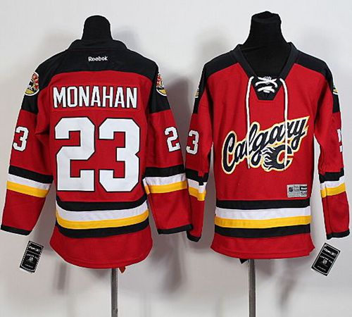 Flames #23 Sean Monahan Red Alternate Stitched Youth NHL Jersey