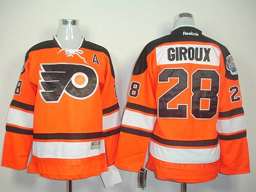 Flyers #28 Claude Giroux Orange Official 2012 Winter Classic Stitched Black Youth NHL Jersey