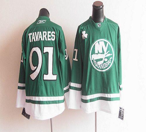 Islanders St Patty's Day #91 John Tavares Green Stitched Youth NHL Jersey