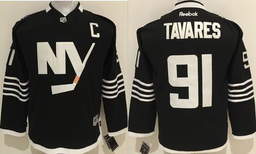 Islanders #91 John Tavares Black Alternate Stitched Youth NHL Jersey