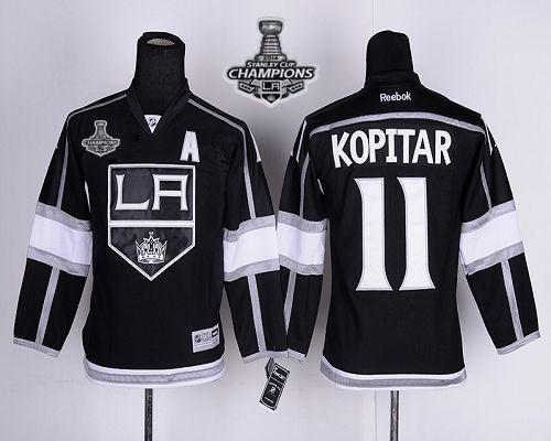 Kings #11 Anze Kopitar Black Home 2014 Stanley Cup Champions Stitched Youth NHL Jersey