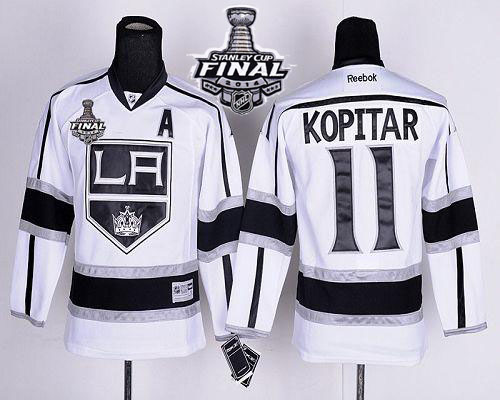 Kings #11 Anze Kopitar White Road 2014 Stanley Cup Finals Stitched Youth NHL Jersey