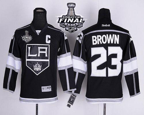 Kings #23 Dustin Brown Black Home 2014 Stanley Cup Finals Stitched Youth NHL Jersey
