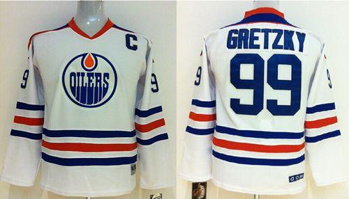 Oilers #99 Wayne Gretzky White Stitched Youth NHL Jersey